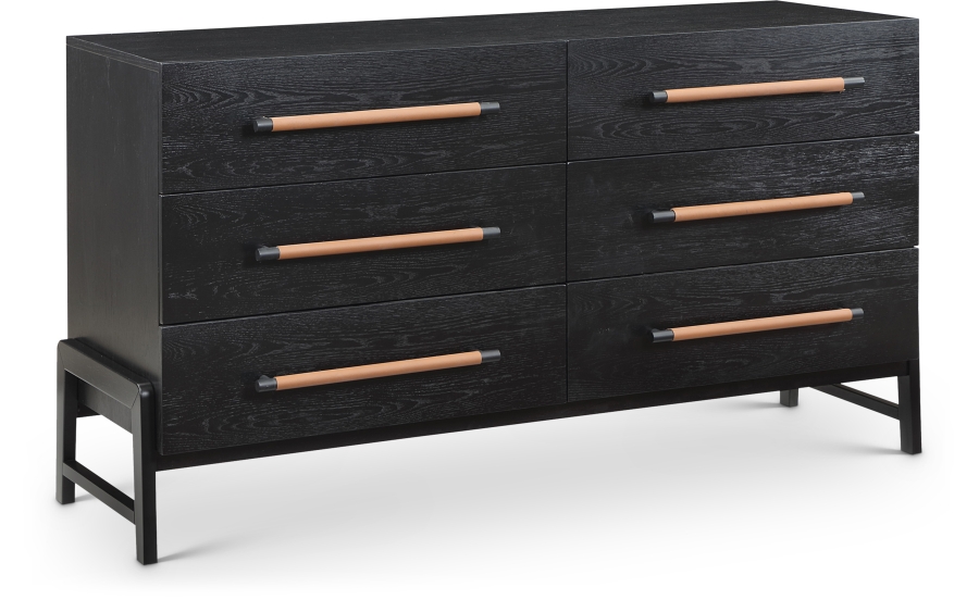 Kaya Oak Veneer And Vegan Leather Handle Dresser