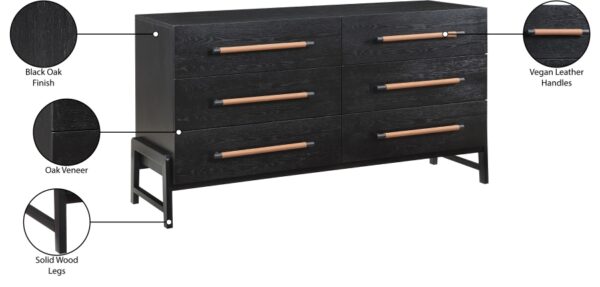Kaya Oak Veneer And Vegan Leather Handle Dresser