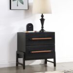 Kaya Oak Veneer And Vegan Leather Handle Night Stand