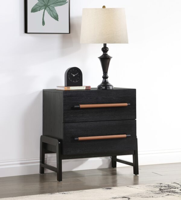 Kaya Oak Veneer And Vegan Leather Handle Night Stand
