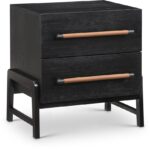 Kaya Oak Veneer And Vegan Leather Handle Night Stand