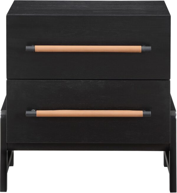 Kaya Oak Veneer And Vegan Leather Handle Night Stand