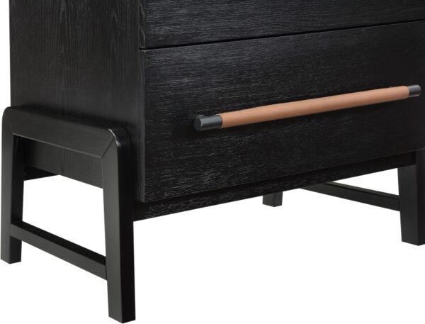 Kaya Oak Veneer And Vegan Leather Handle Night Stand