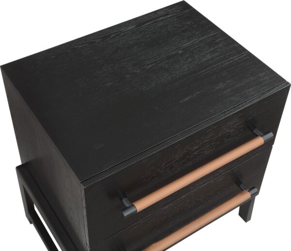 Kaya Oak Veneer And Vegan Leather Handle Night Stand