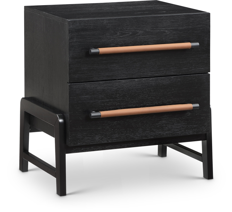 Kaya Oak Veneer And Vegan Leather Handle Night Stand
