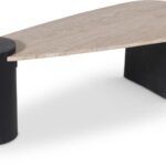 Taverna Travertine Top And Oak Wood Base Coffee Table