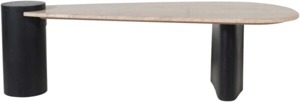 Taverna Travertine Top And Oak Wood Base Coffee Table