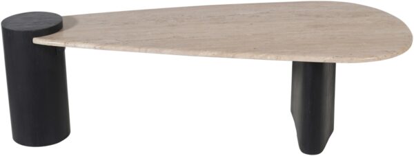 Taverna Travertine Top And Oak Wood Base Coffee Table
