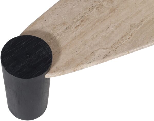 Taverna Travertine Top And Oak Wood Base Coffee Table
