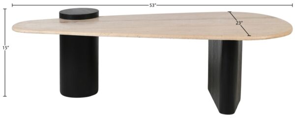 Taverna Travertine Top And Oak Wood Base Coffee Table