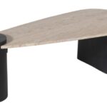 Taverna Travertine Top And Oak Wood Base Coffee Table