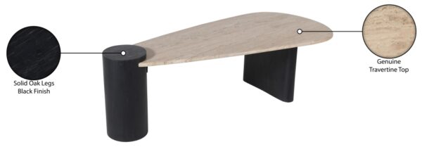 Taverna Travertine Top And Oak Wood Base Coffee Table