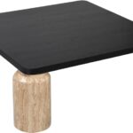 Ferrara Travertine Base And Oak Wood Top Coffee Table