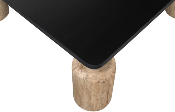 Ferrara Travertine Base And Oak Wood Top Coffee Table
