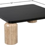Ferrara Travertine Base And Oak Wood Top Coffee Table