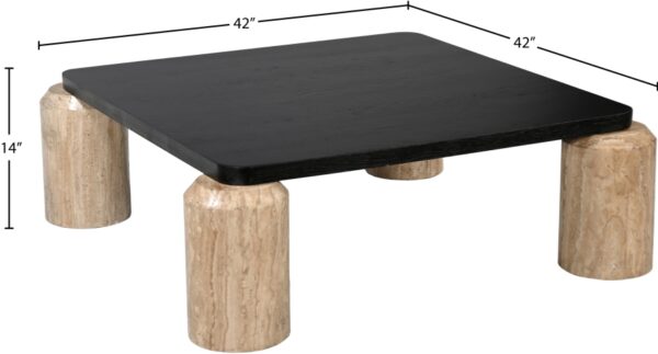 Ferrara Travertine Base And Oak Wood Top Coffee Table