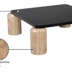 Ferrara Travertine Base And Oak Wood Top Coffee Table