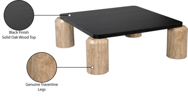 Ferrara Travertine Base And Oak Wood Top Coffee Table