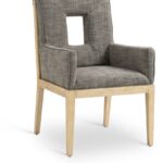 Gwendolyn Linen Textured Fabric Upholstered Dining Arm Chair