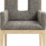 Gwendolyn Linen Textured Fabric Upholstered Dining Arm Chair