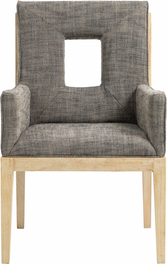 Gwendolyn Linen Textured Fabric Upholstered Dining Arm Chair