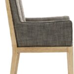 Gwendolyn Linen Textured Fabric Upholstered Dining Arm Chair
