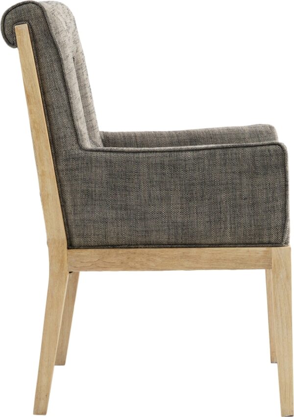 Gwendolyn Linen Textured Fabric Upholstered Dining Arm Chair