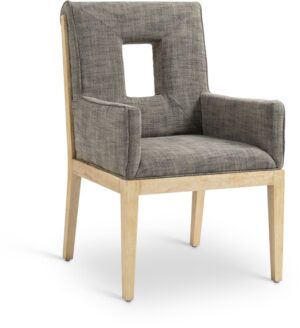 Gwendolyn Linen Textured Fabric Upholstered Dining Arm Chair