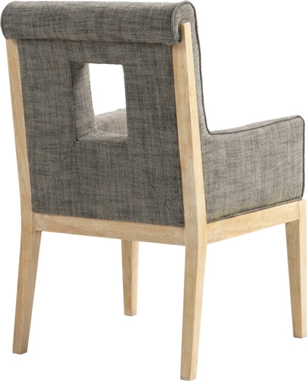 Gwendolyn Linen Textured Fabric Upholstered Dining Arm Chair