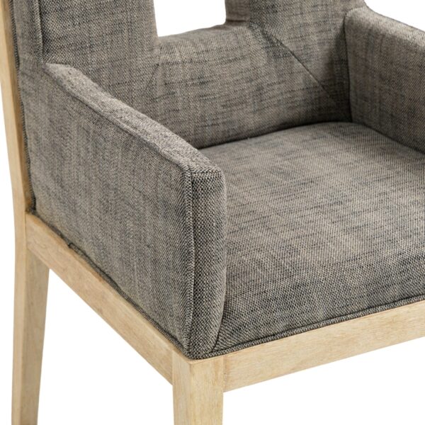 Gwendolyn Linen Textured Fabric Upholstered Dining Arm Chair
