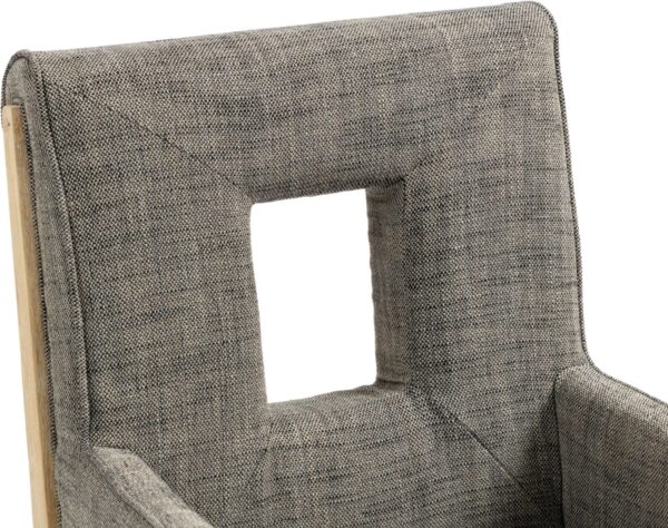 Gwendolyn Linen Textured Fabric Upholstered Dining Arm Chair