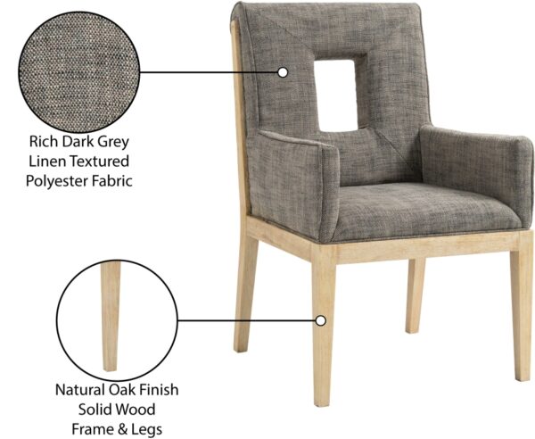 Gwendolyn Linen Textured Fabric Upholstered Dining Arm Chair