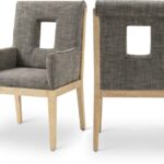 Gwendolyn Linen Textured Fabric Upholstered Dining Arm Chair