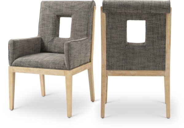Gwendolyn Linen Textured Fabric Upholstered Dining Arm Chair