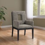 Gwendolyn Linen Textured Fabric Upholstered Dining Arm Chair