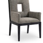 Gwendolyn Linen Textured Fabric Upholstered Dining Arm Chair