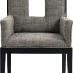 Gwendolyn Linen Textured Fabric Upholstered Dining Arm Chair
