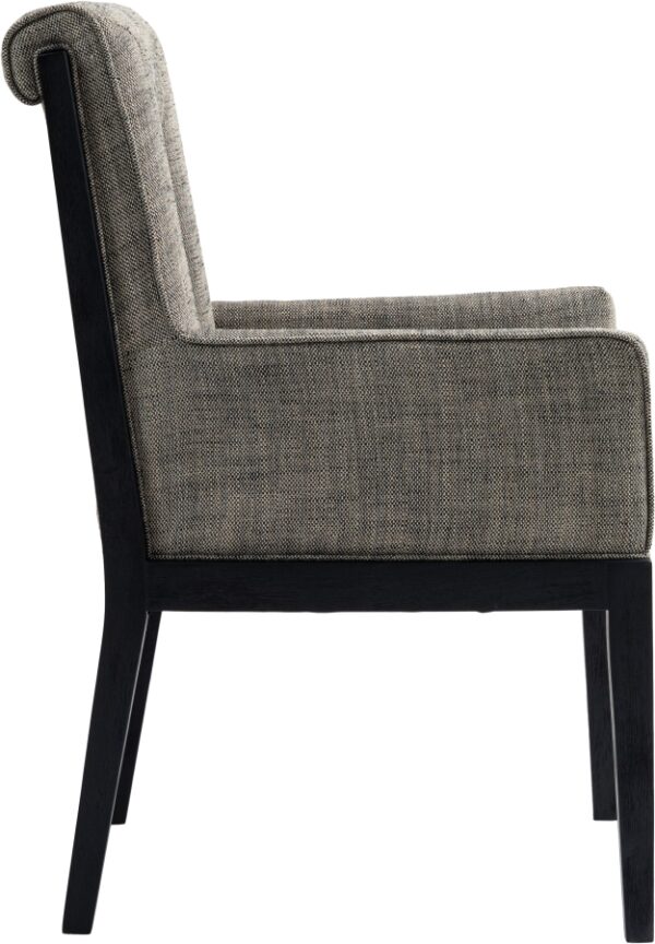 Gwendolyn Linen Textured Fabric Upholstered Dining Arm Chair
