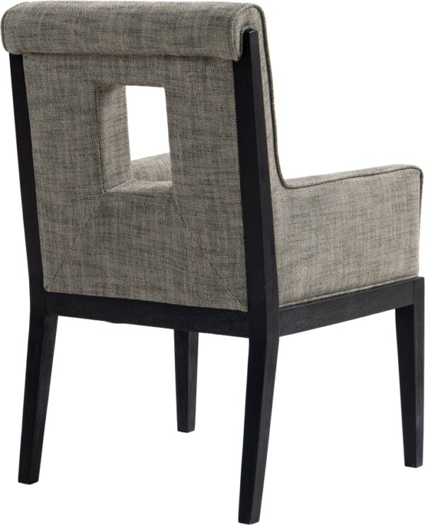 Gwendolyn Linen Textured Fabric Upholstered Dining Arm Chair