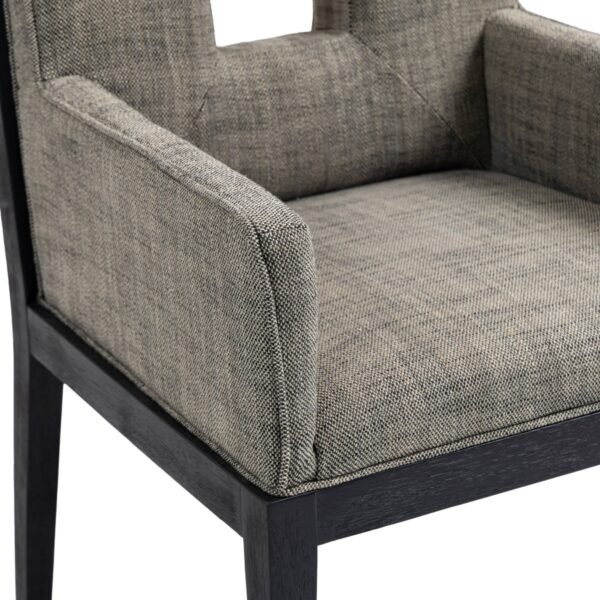 Gwendolyn Linen Textured Fabric Upholstered Dining Arm Chair