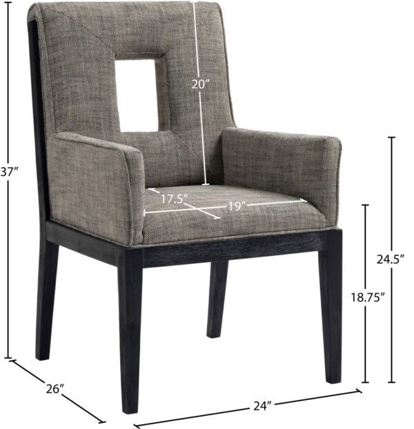 Gwendolyn Linen Textured Fabric Upholstered Dining Arm Chair