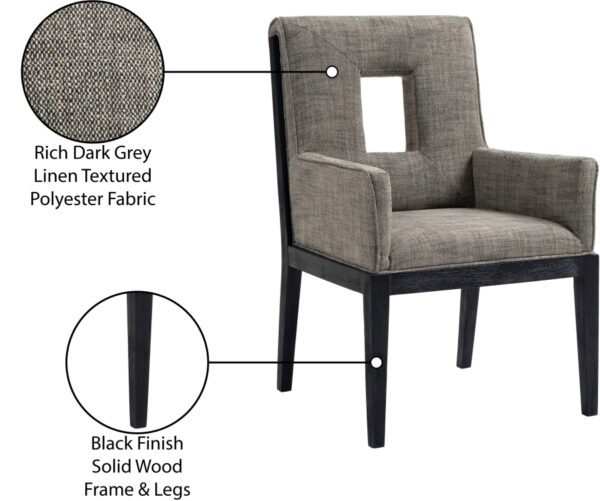 Gwendolyn Linen Textured Fabric Upholstered Dining Arm Chair