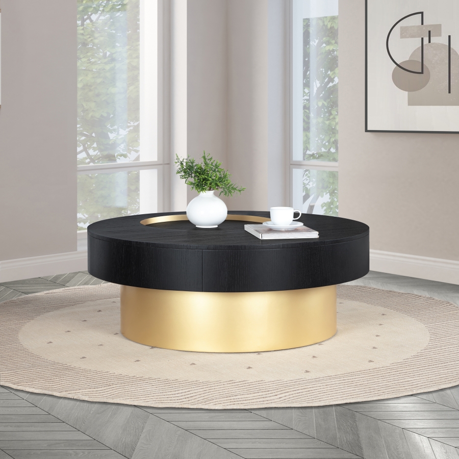 Makai Oak Veneer Top And Metal Base Coffee Table