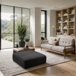 Shaggy Corduroy Performance Fabric Upholstered Ottoman
