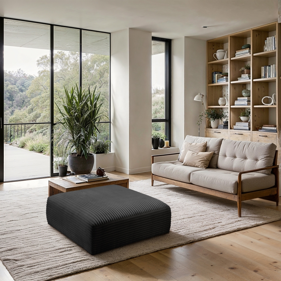 Shaggy Corduroy Performance Fabric Upholstered Ottoman