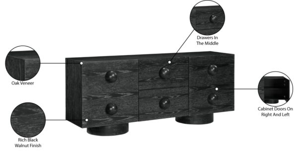 Bubble Solid Wood And Oak Veneer Sideboard / Buffet