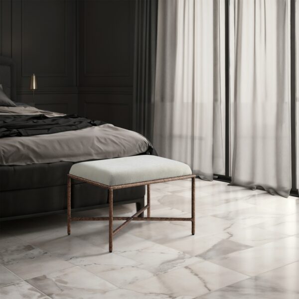Valley Chenille Fabric Upholstered Bench