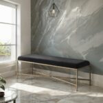 Valley Chenille Fabric Upholstered Bench