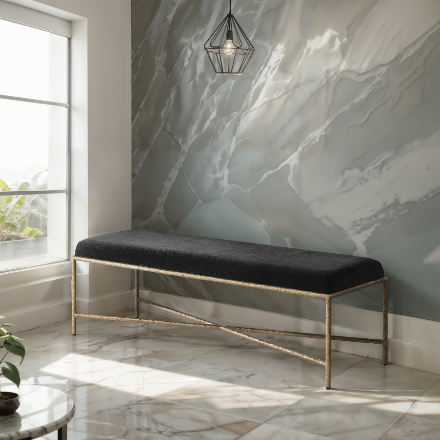 Valley Chenille Fabric Upholstered Bench