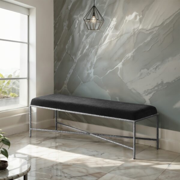 Valley Chenille Fabric Upholstered Bench
